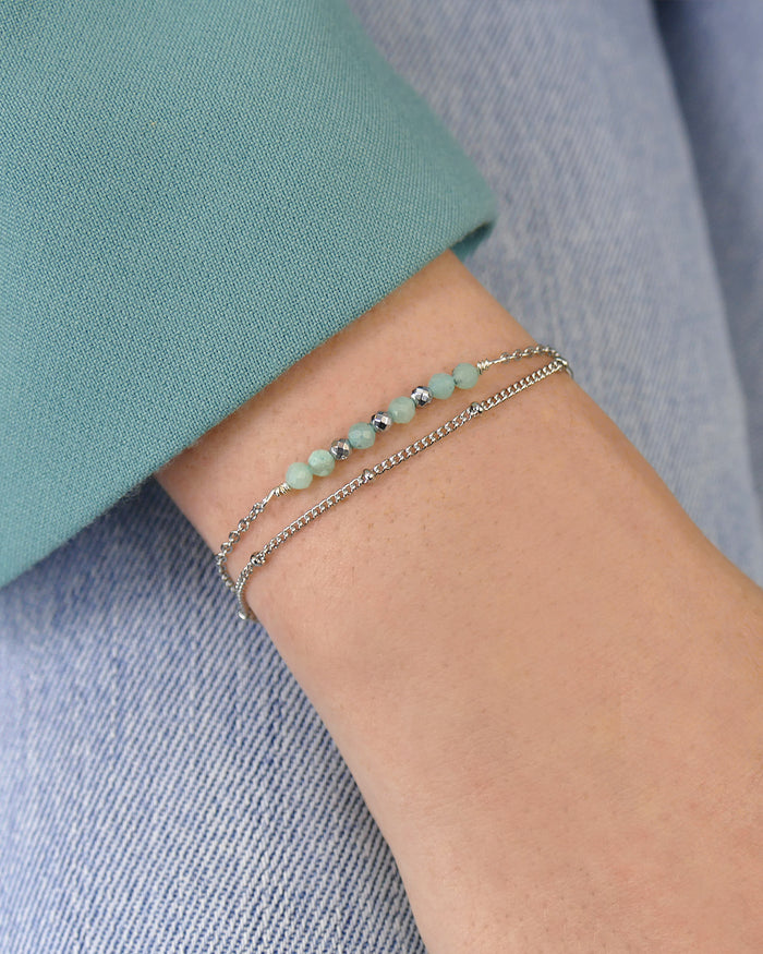 Bracelet AMORE Vert Aqua - Argenté