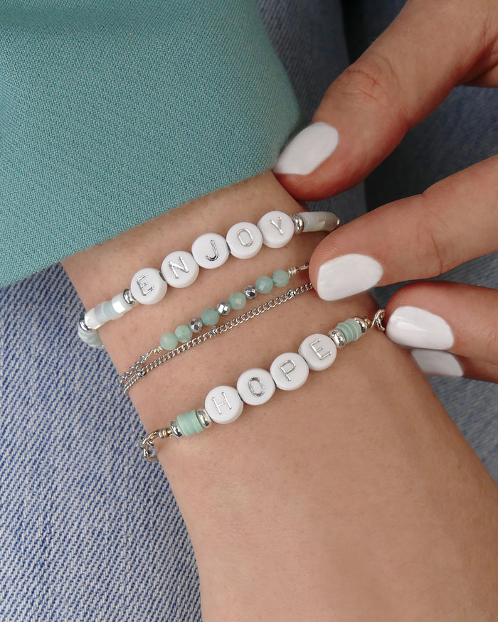 Bracelet AMORE Vert Aqua - Argenté