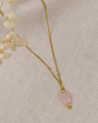 Collier BLISS - Rose Quartz Doré