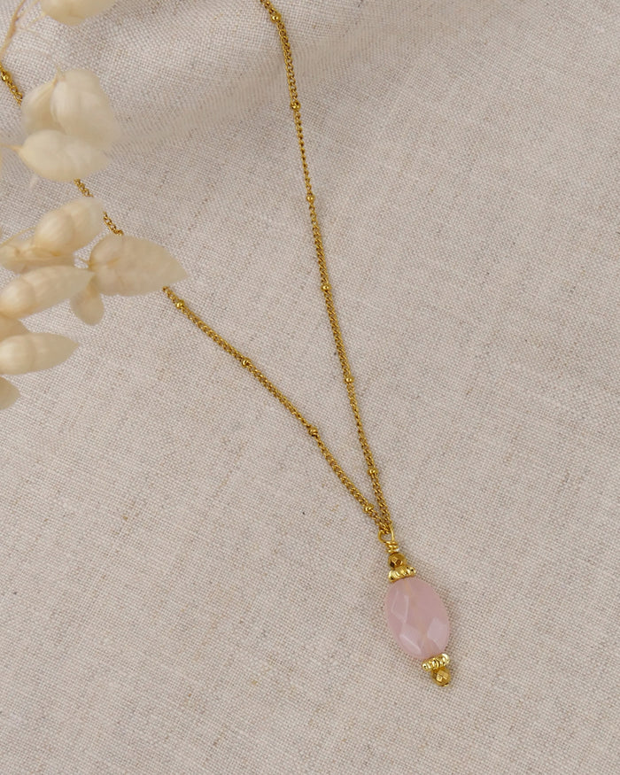 Collier BLISS - Rose Quartz Doré