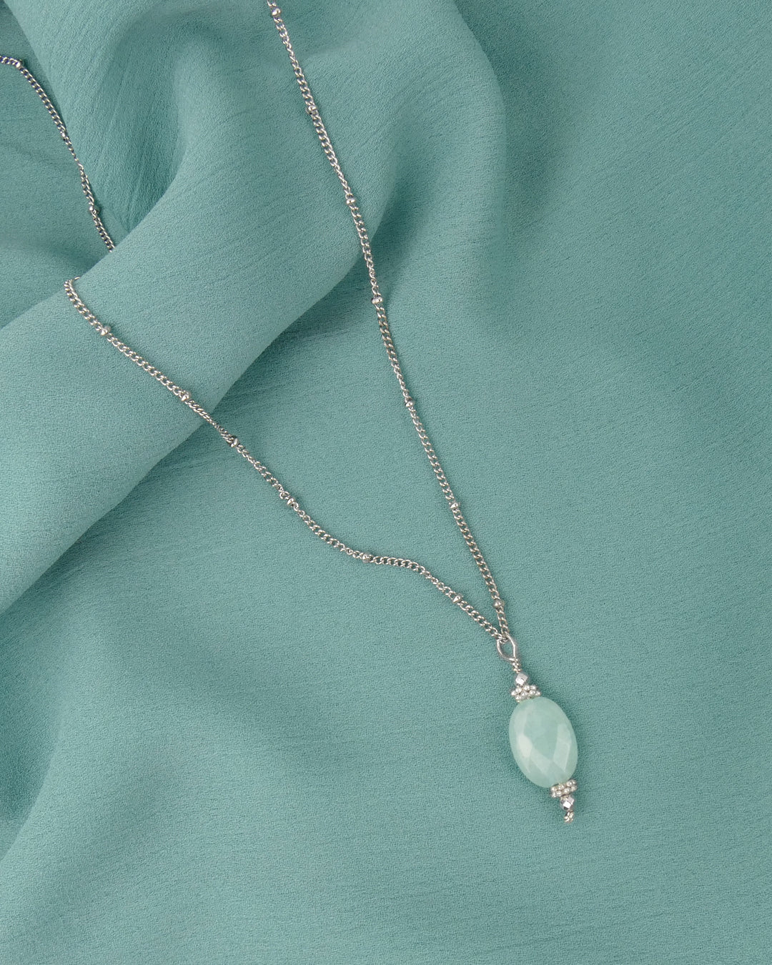 Collier BLISS - Vert Aqua Argenté