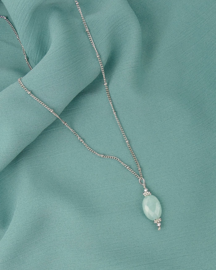 Collier BLISS - Vert Aqua Argenté