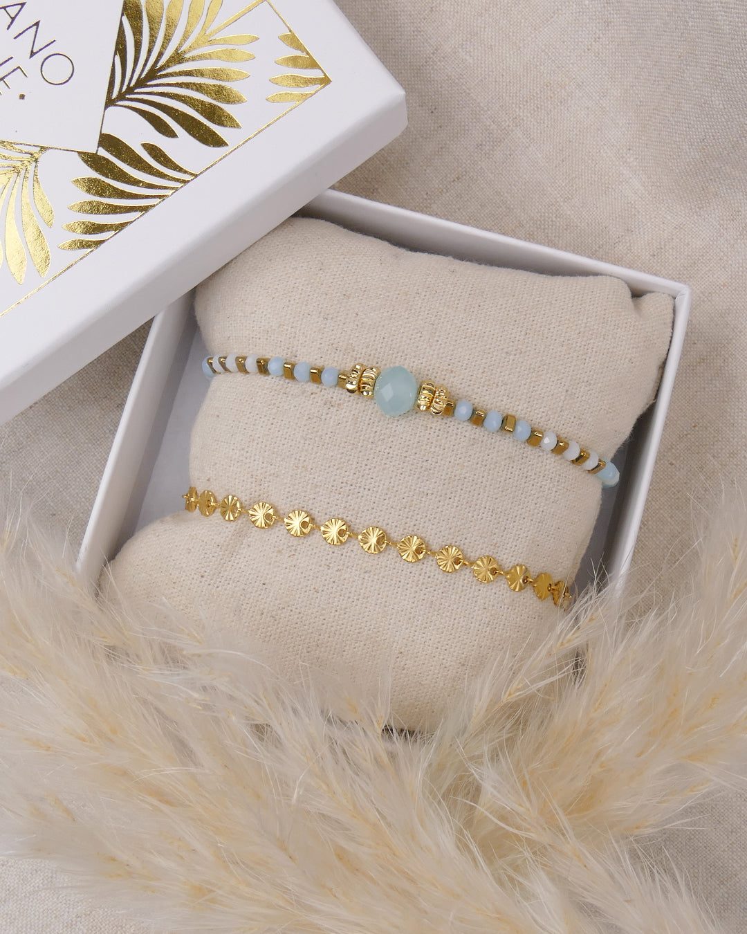 Coffret MATTIA - Bleu ciel Doré