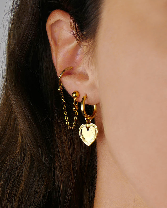 Boucles d'oreilles HOOP Coeur - Doré