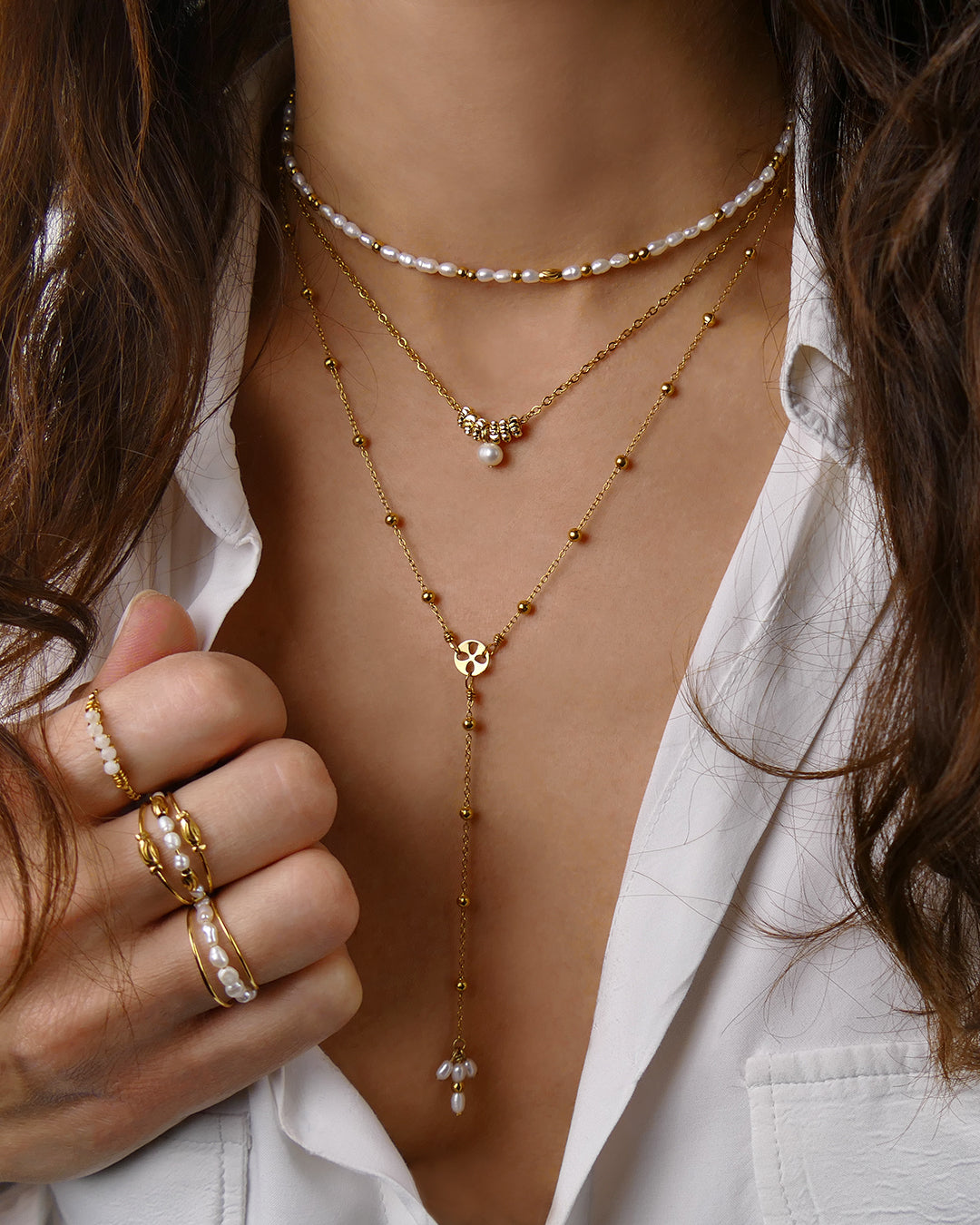 Collier Choker IGUA - Blanc Doré