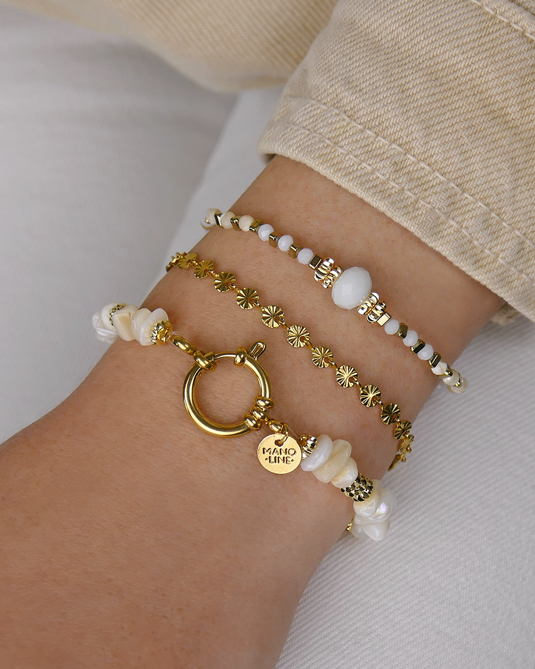 Bracelet INDIRA - Blanc Doré