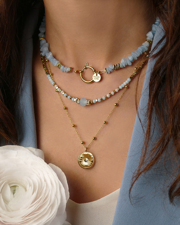Collier TIAMO - Bleu Ciel Doré