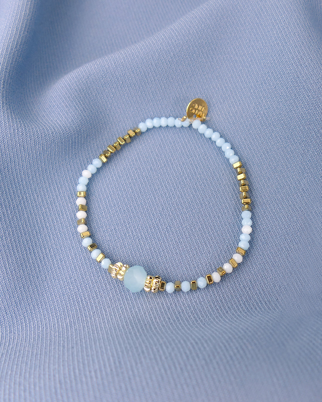 Bracelet INDIRA - Bleu Ciel Doré