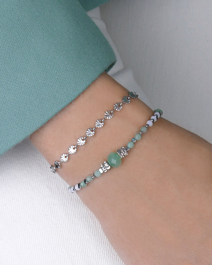 Bracelet INDIRA - Vert menthe Argenté