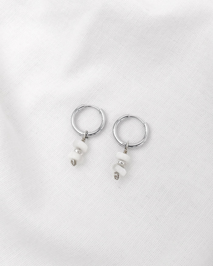 Boucles d'oreilles KYMIE Blanches - Argenté