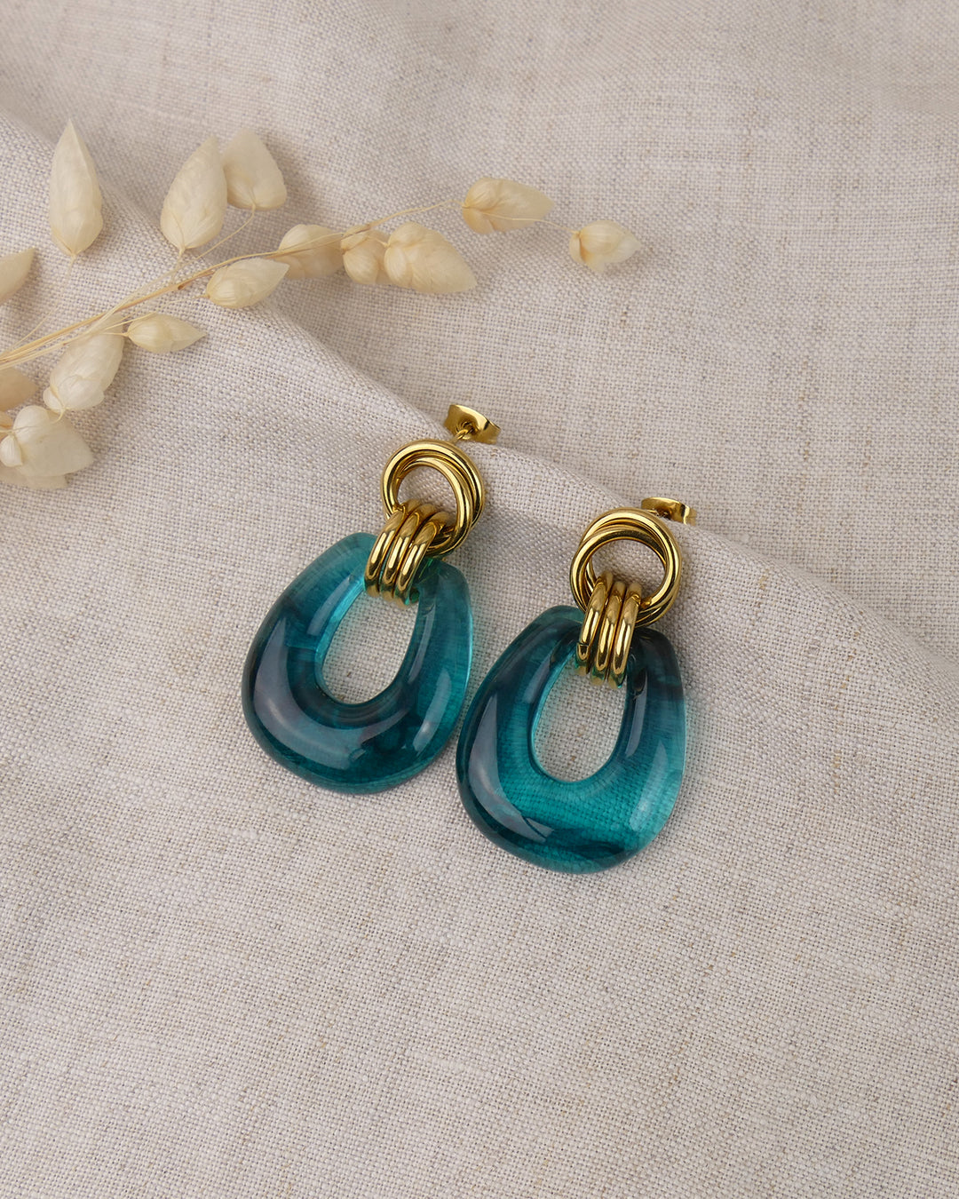 Boucles d'oreilles LUCIA - Vert Cyan