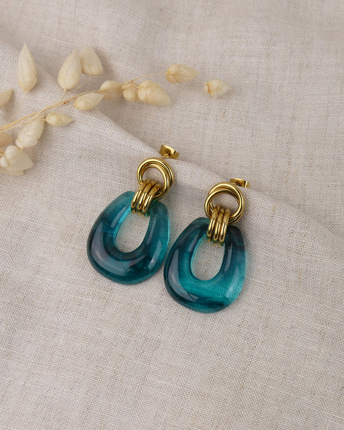 Boucles d'oreilles LUCIA - Vert Cyan