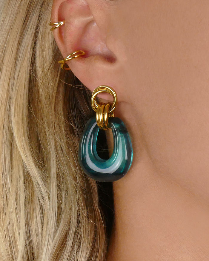 Boucles d'oreilles LUCIA - Vert Cyan