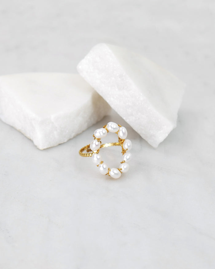 Bague MILAN - Blanche Doré