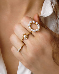 Bague MILAN - Blanche Doré