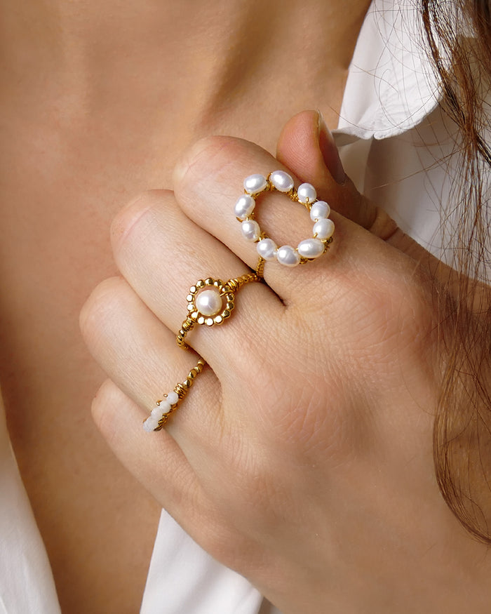 Bague MILAN - Blanche Doré