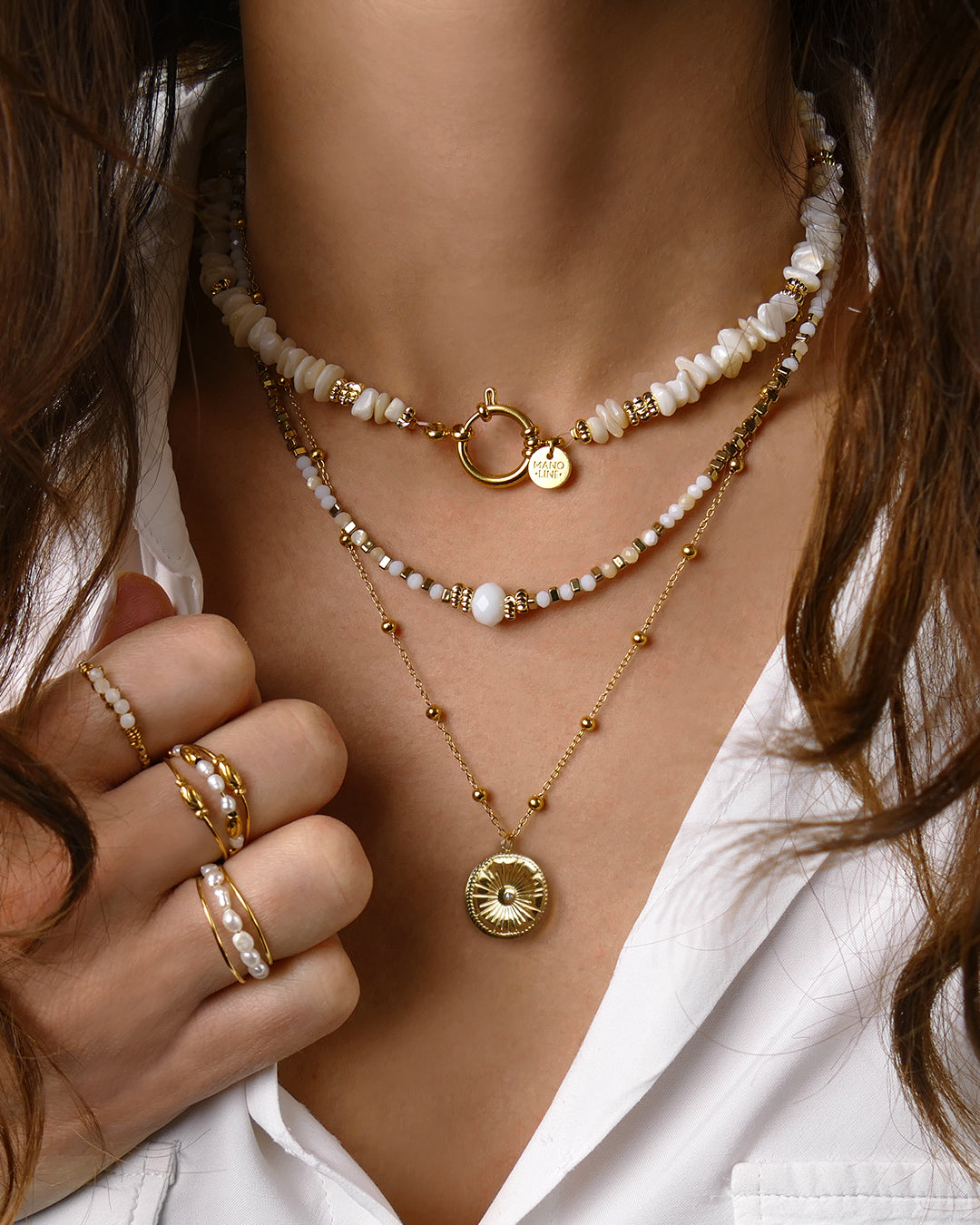 Collier TIAMO - Beige Doré