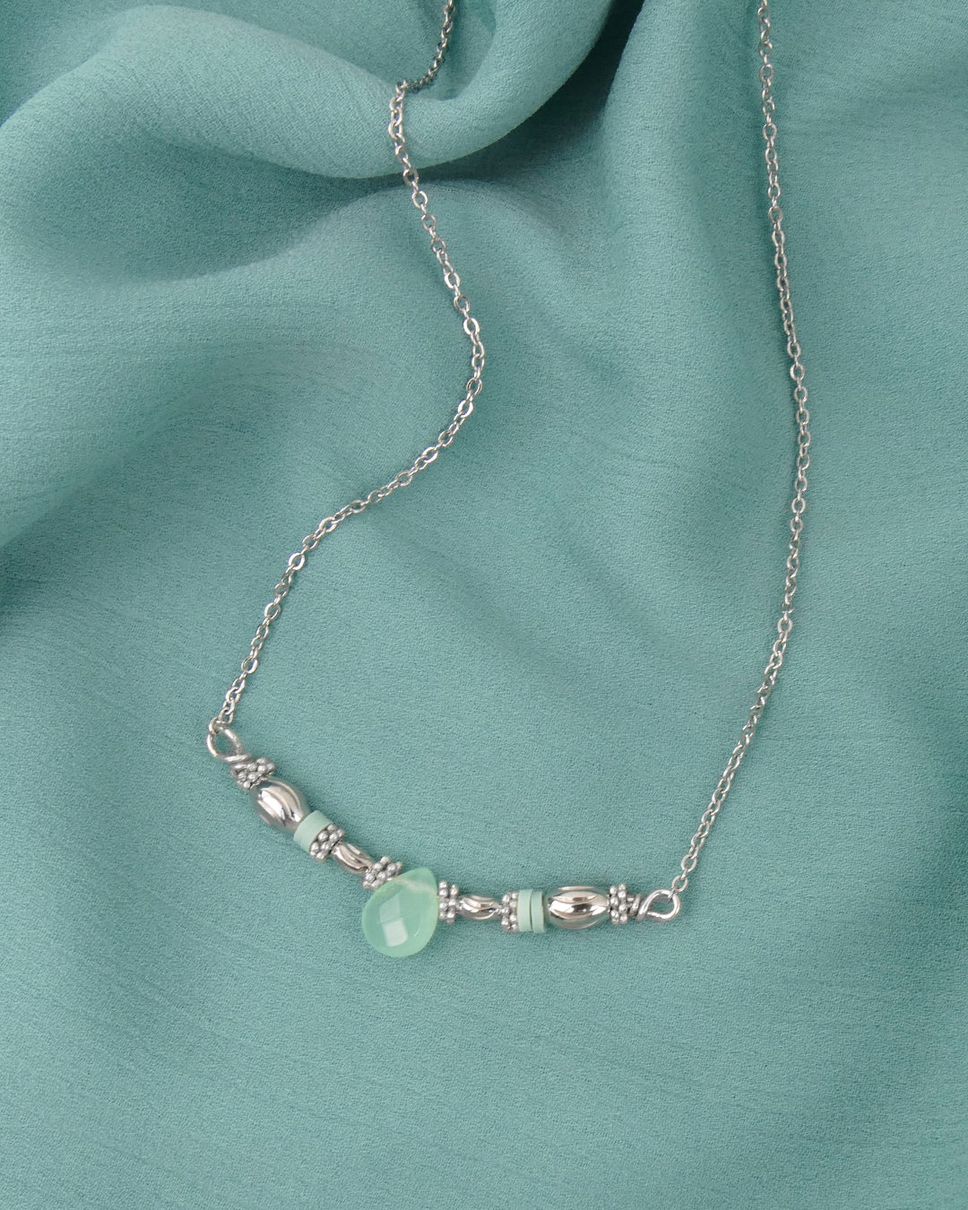 Collier STINA - Vert Aqua Argenté