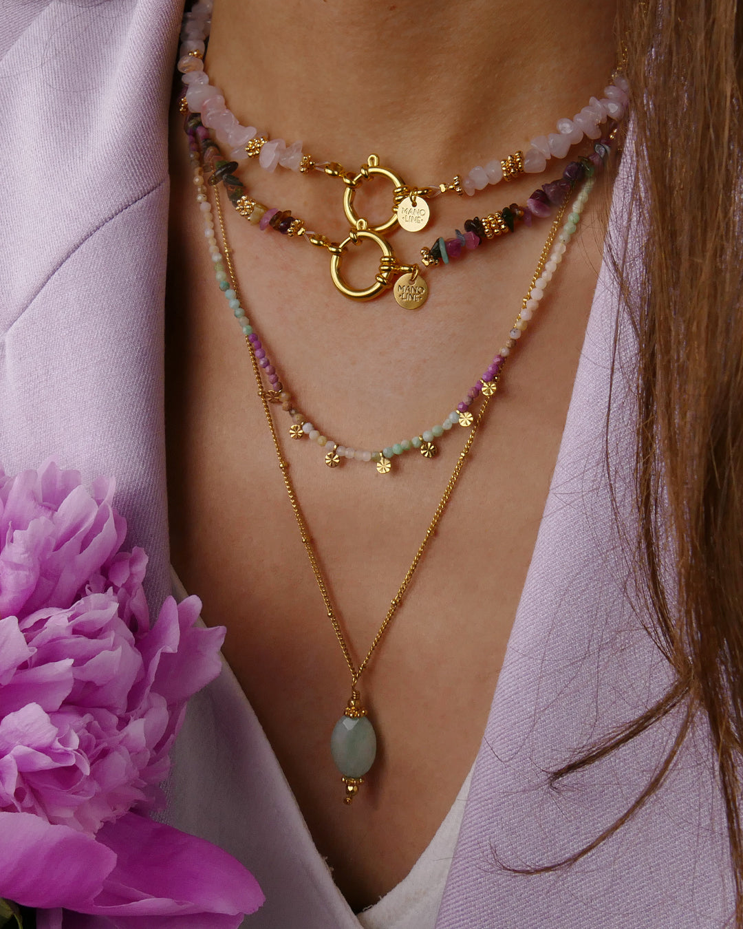 Collier TIAMO - Prune Doré