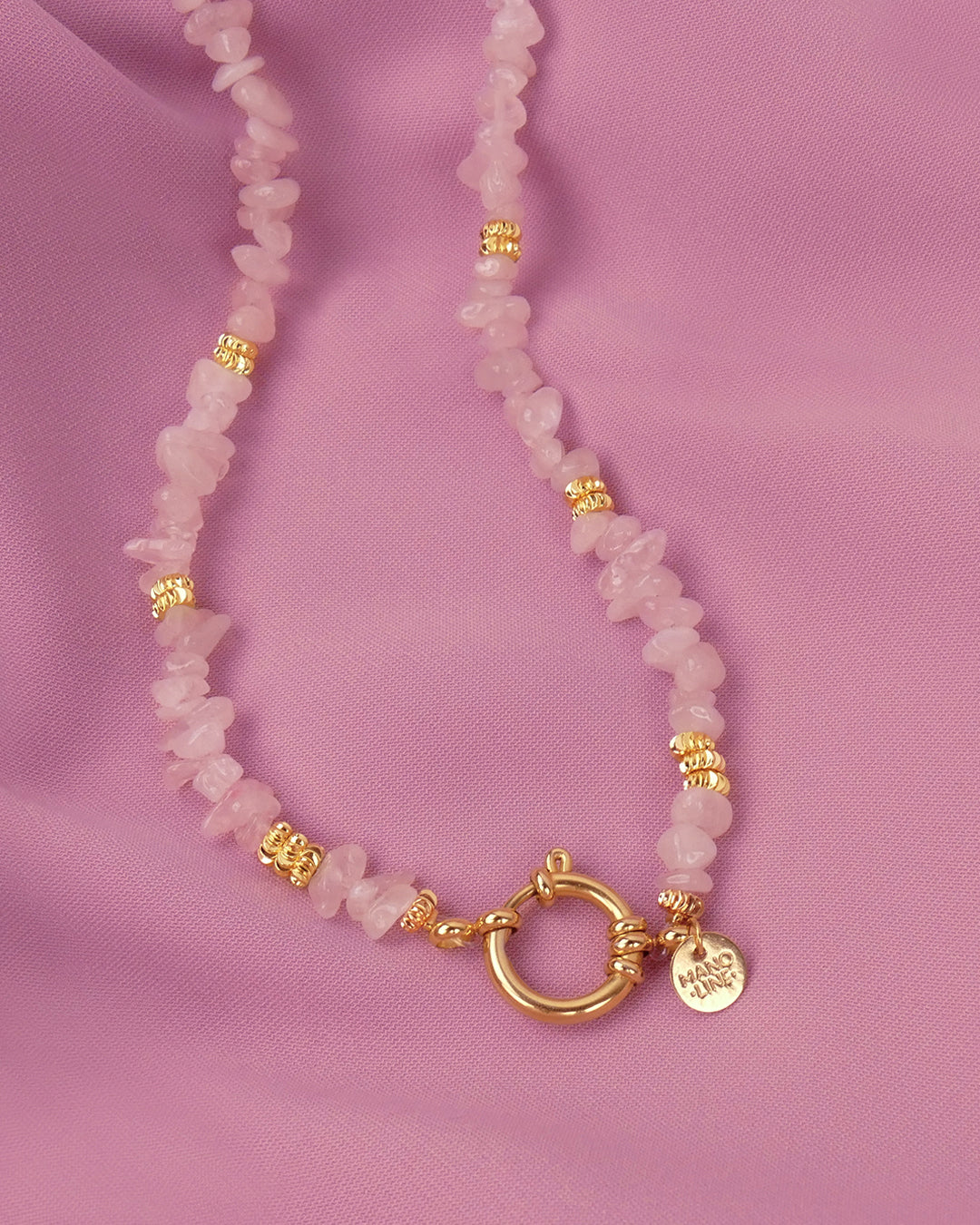 Collier TIAMO - Rose Quartz Doré