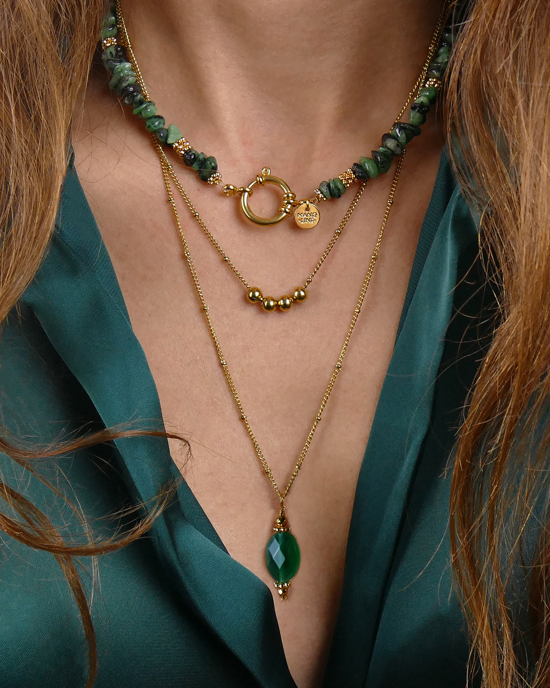 Collier TIAMO - Vert Doré