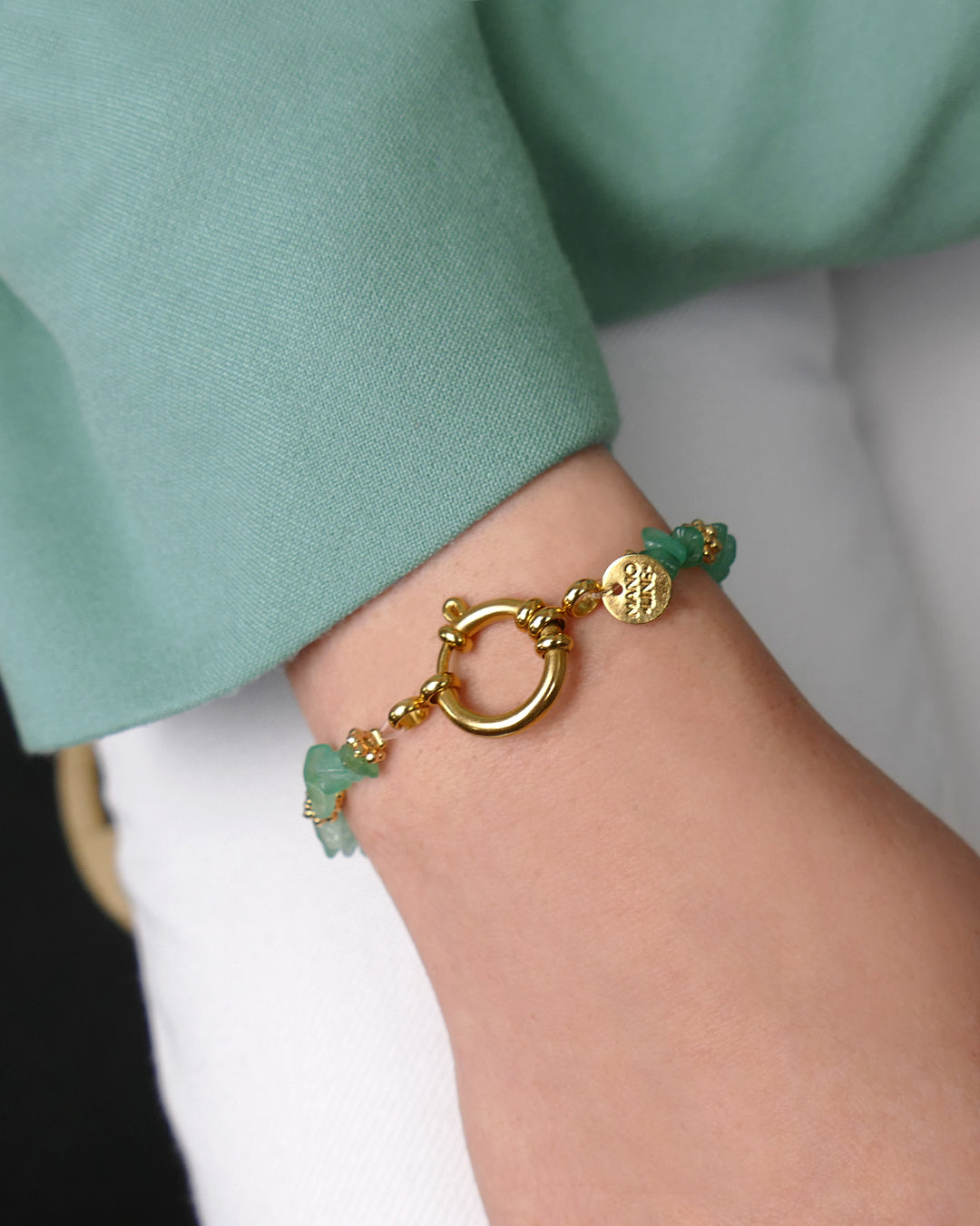 Bracelet TIAMO - Vert menthe Doré