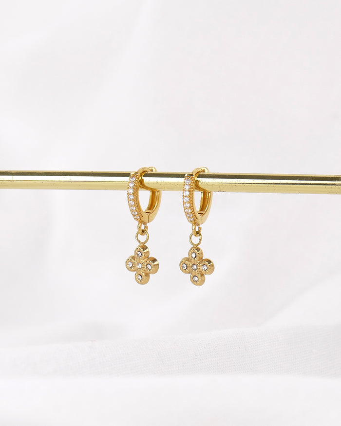 Boucles d'oreilles TRÈFLE Strass