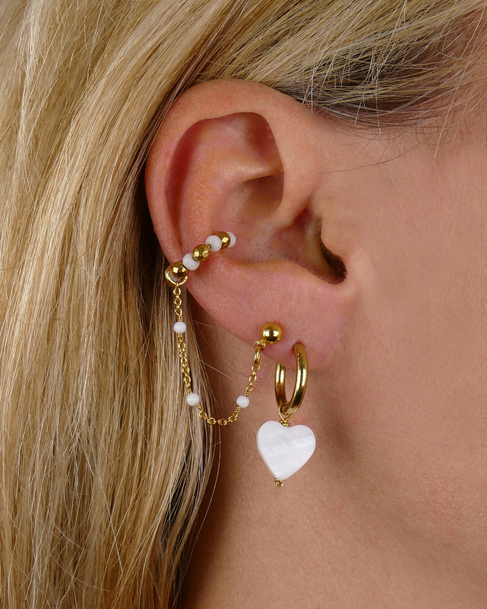 Boucles d'oreilles HOOP Coeur - Nacre Doré