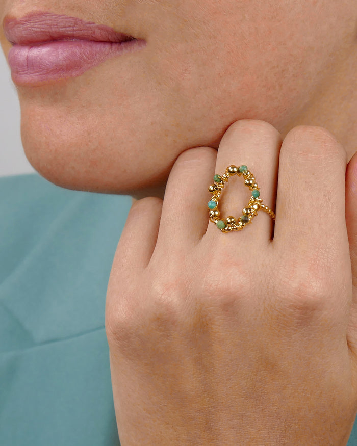 Bague MILAN - Verte Doré