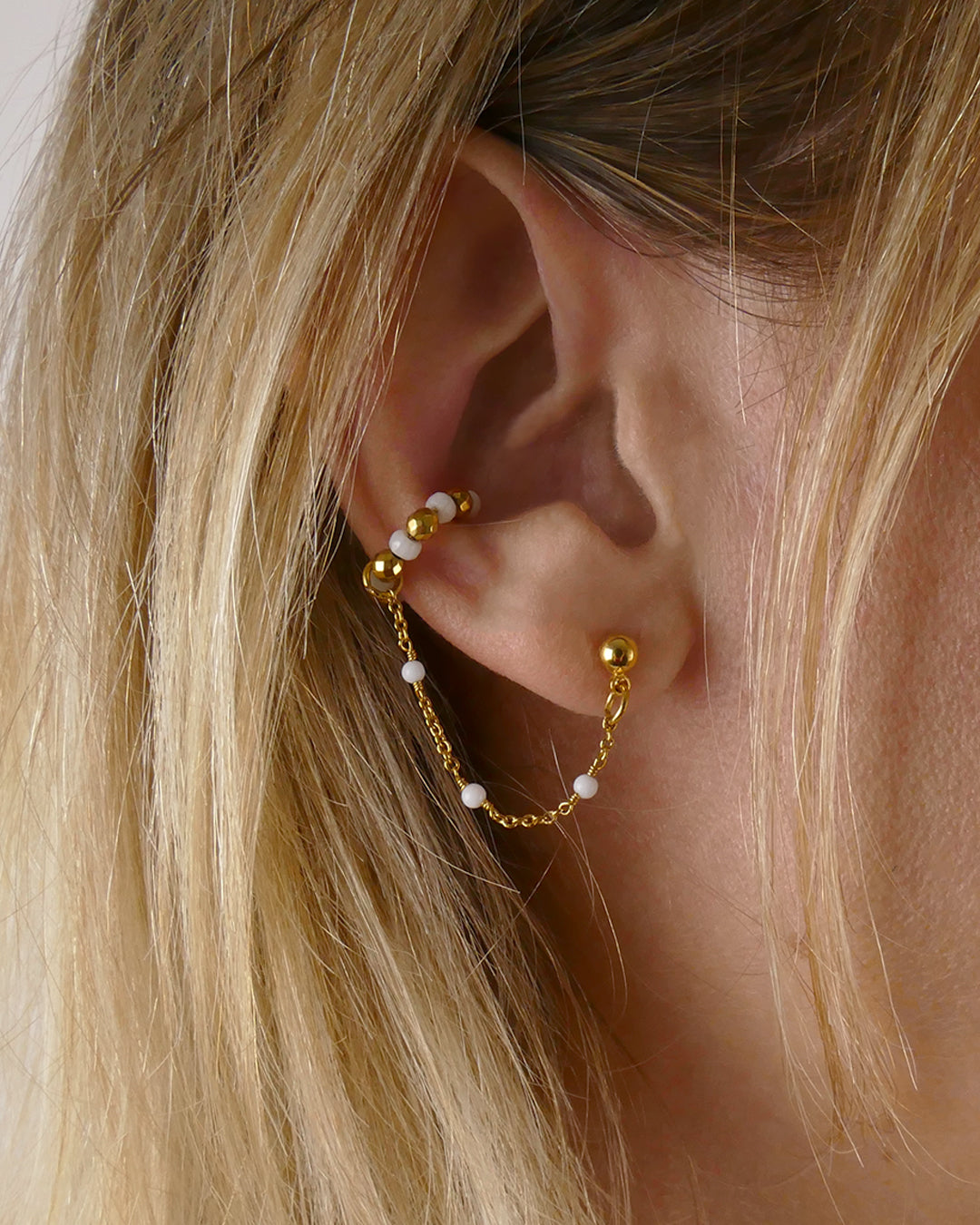 Earcuff + Clou SOLAL - Blanc