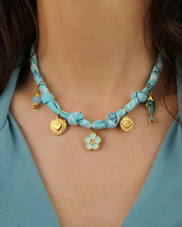 Collier Bandana - Vert aqua