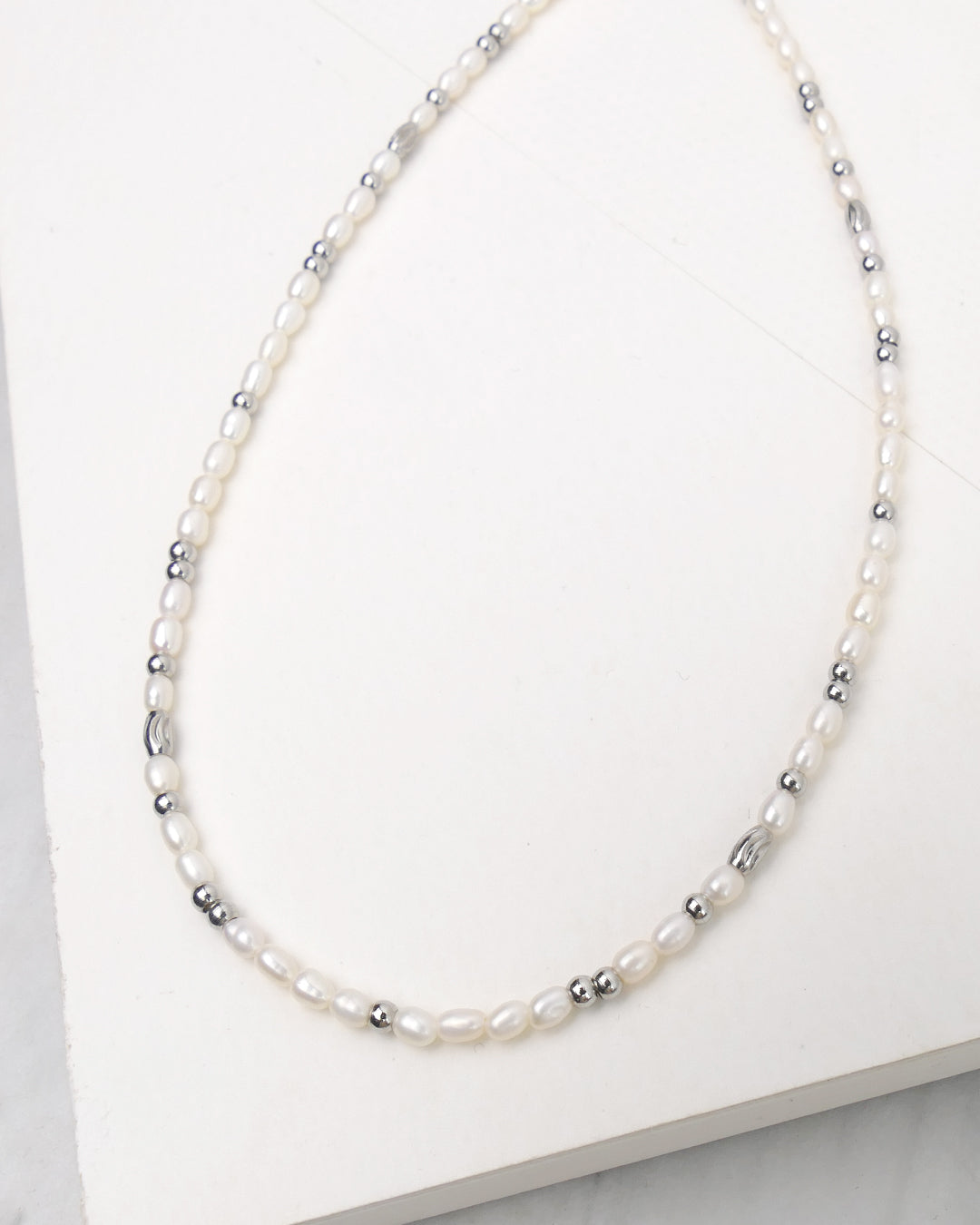 Collier Choker IGUA - Blanc Argenté