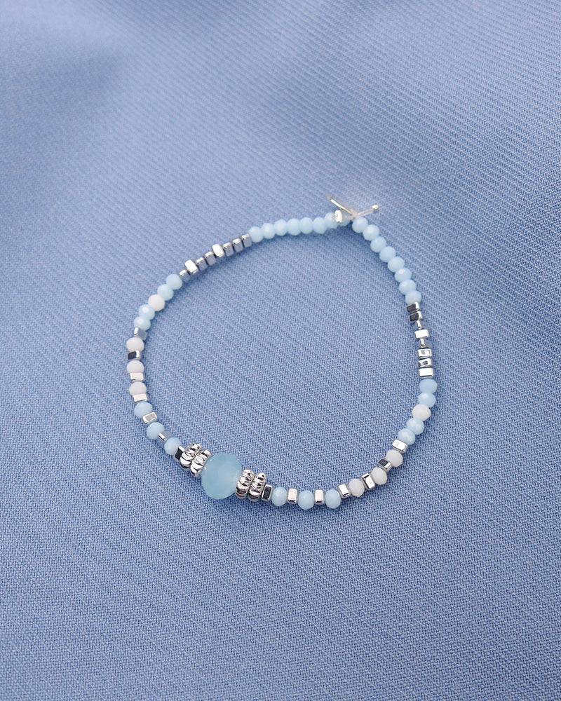 Bracelet INDIRA - Bleu Ciel Argenté