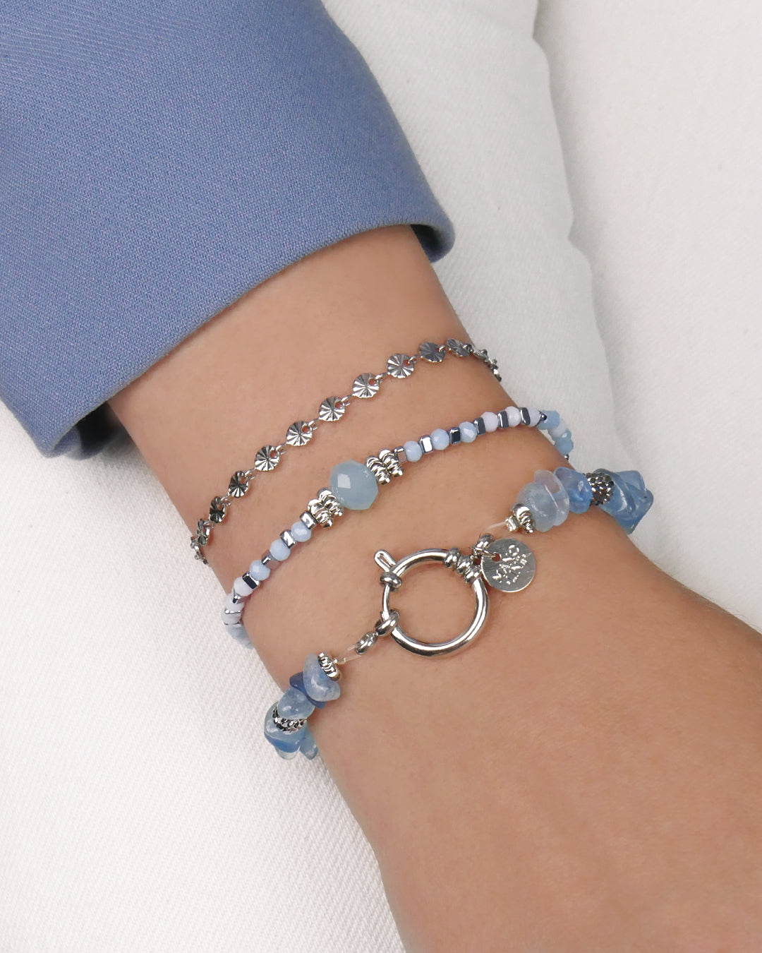 Bracelet TIAMO - Bleu Ciel Argenté