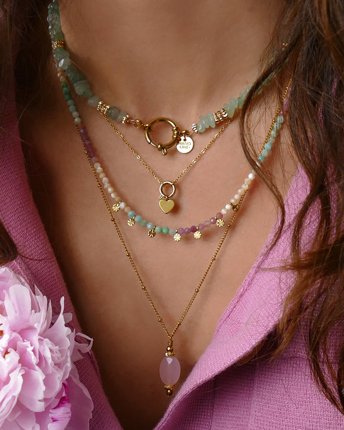 Collier TIAMO - Vert Menthe Doré