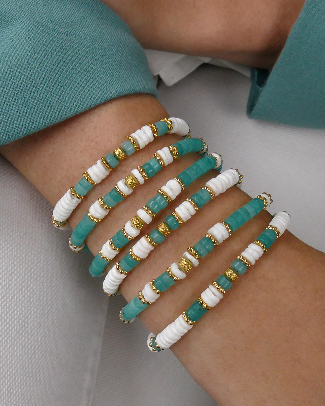 Bracelet GIGI blanc-turquoise
