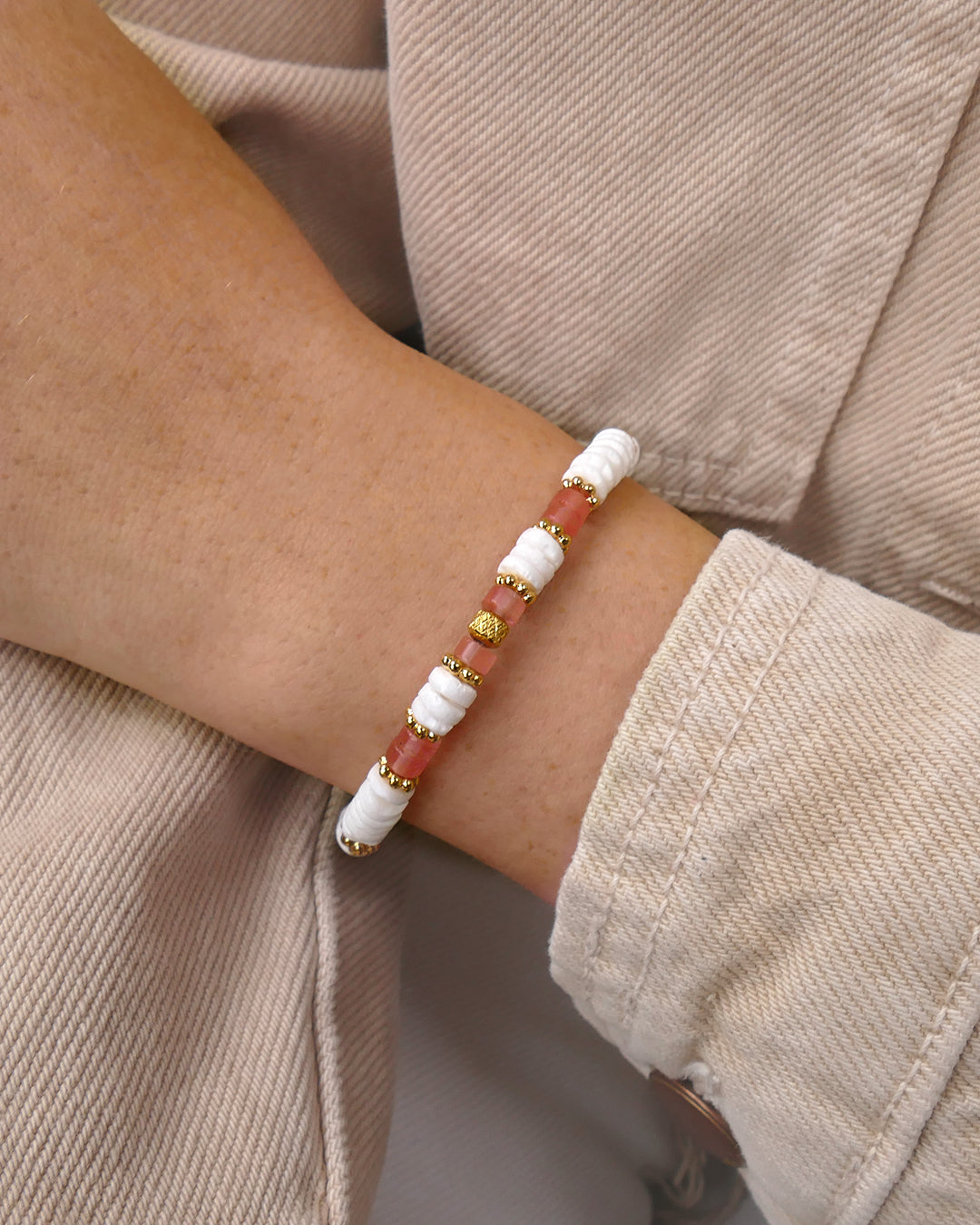 Bracelet GIGI blanc-corail
